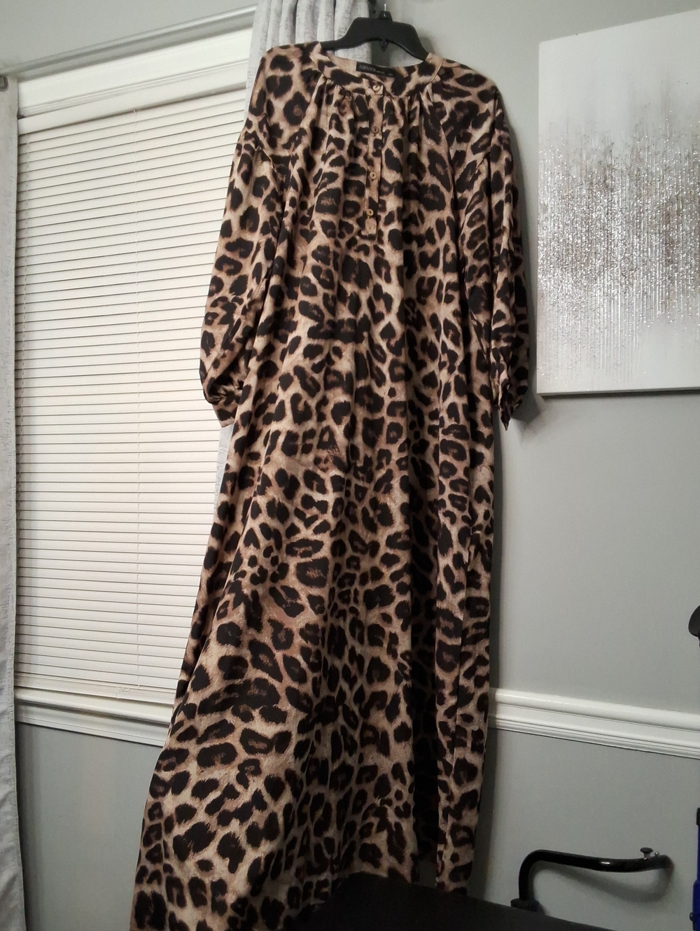 Zanzea Leopard Print Button-Front Dress - Black Tan